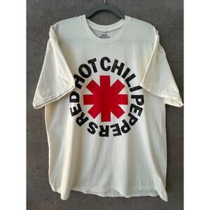 T-Shirt Mens Red Hot Chili Peppers White Red Asterisk Band Logo NWT Dad Gift